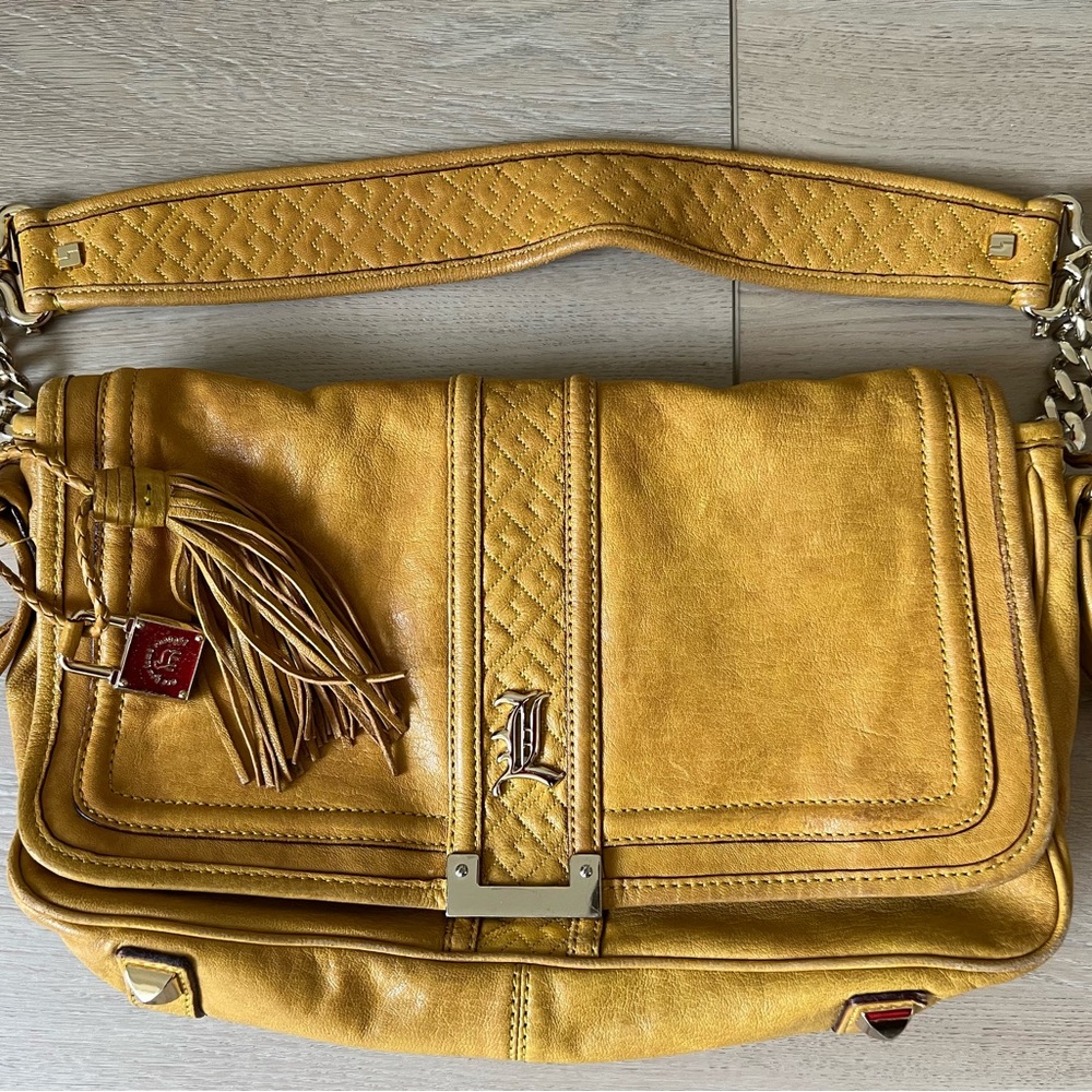 L.A.M.B. Lamb leather purse by Gwen Stefani Mustard Gold quilted rare